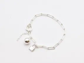 Silver Lock Bracelet - Silver Chain Bracelet - Padlock Charm Bracelet