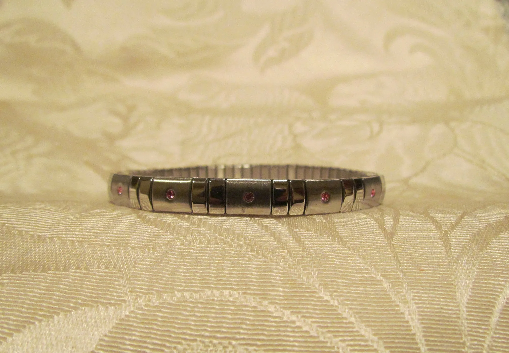Stainless Steel Pink Swarovski Cystal Expansion Bracelet Unused