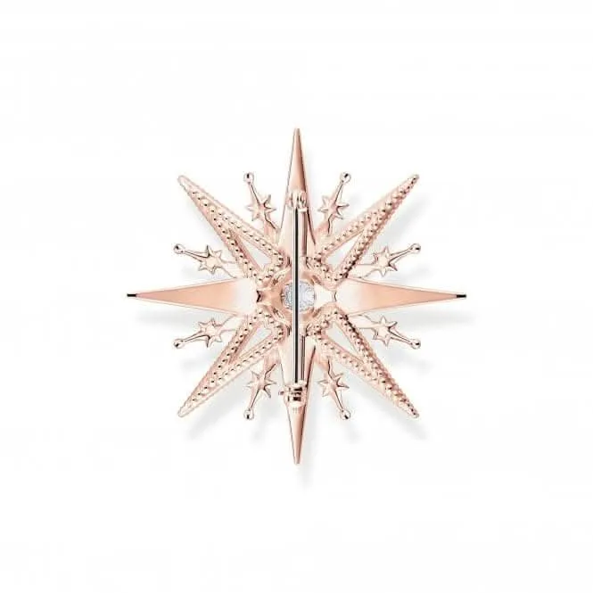 Sterling Silver Rose Gold Plated Pink White Stones Star Brooch X0281-578-14
