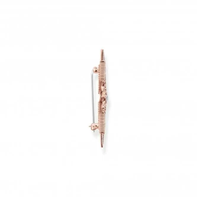 Sterling Silver Rose Gold Plated Pink White Stones Star Brooch X0281-578-14