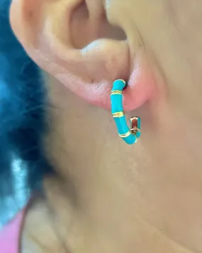 Teal   Gold Hoop Earring