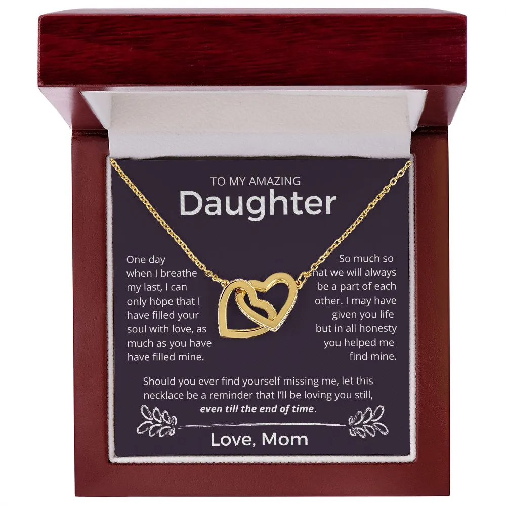 To My Amazing Daughter Interlocking Necklace, Even Till The End Of Time - Interlocking Hearts Necklace For Daughter