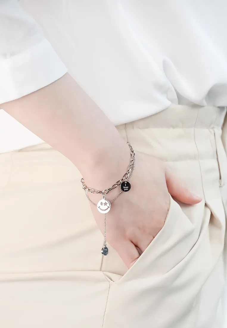 Trixie Round Smiley with 'I Love You' tag Bracelet
