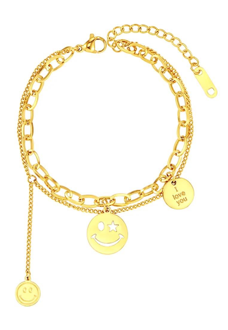 Trixie Round Smiley with 'I Love You' tag Bracelet