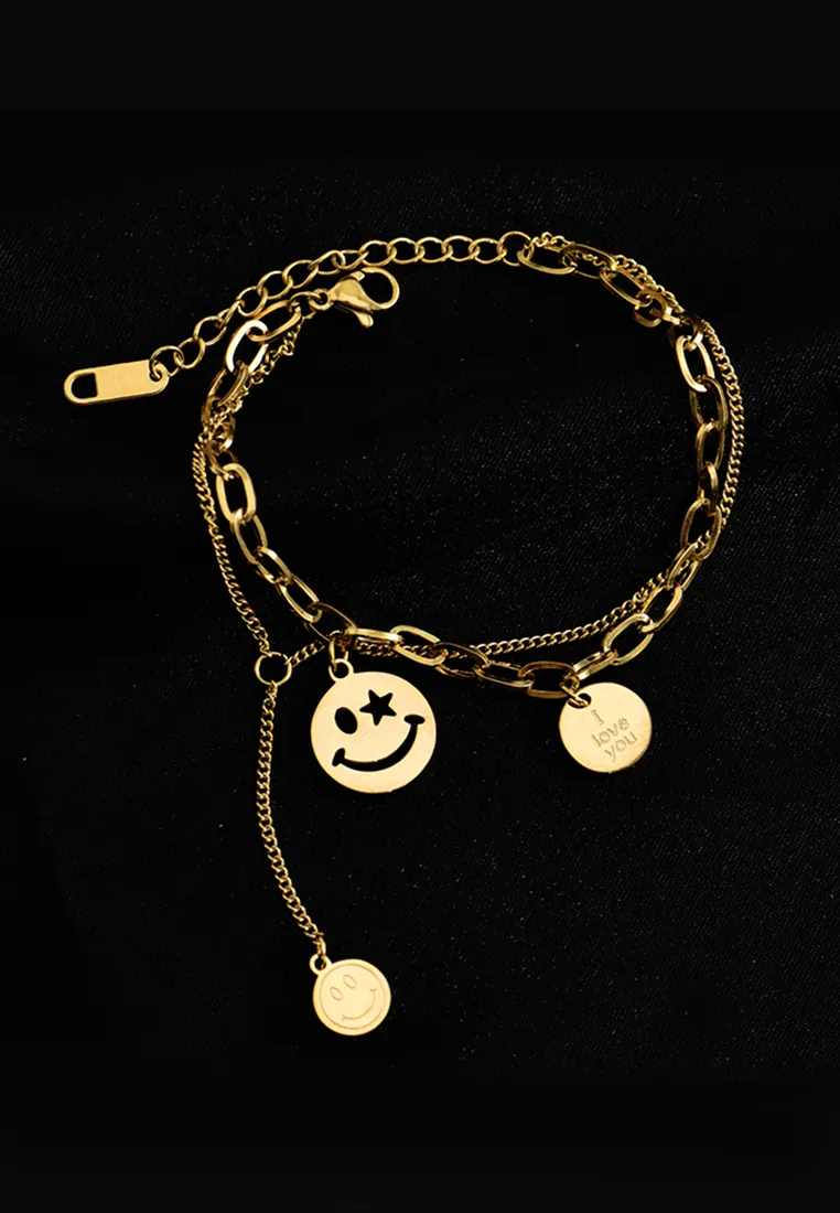 Trixie Round Smiley with 'I Love You' tag Bracelet
