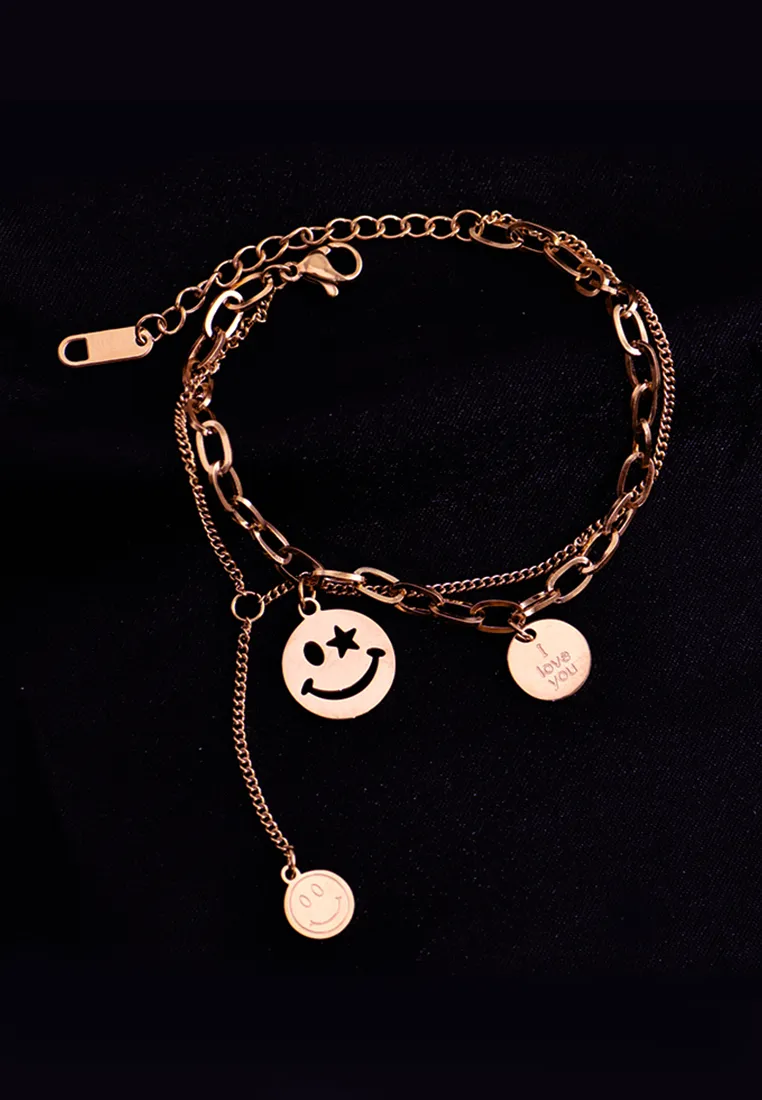 Trixie Round Smiley with 'I Love You' tag Bracelet