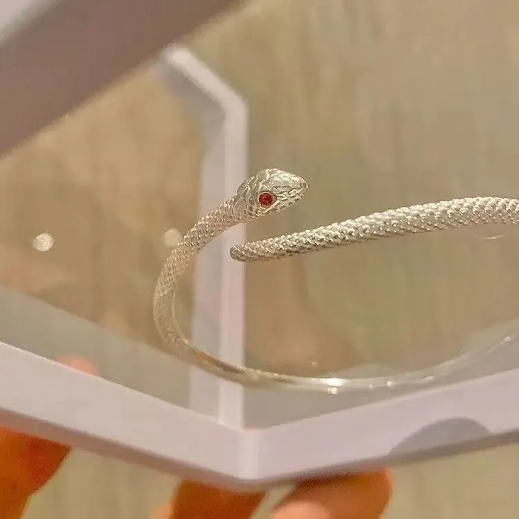 Women's Silver Snake Bracelet | Symbolic Zodiac Design with Electroplated Finish